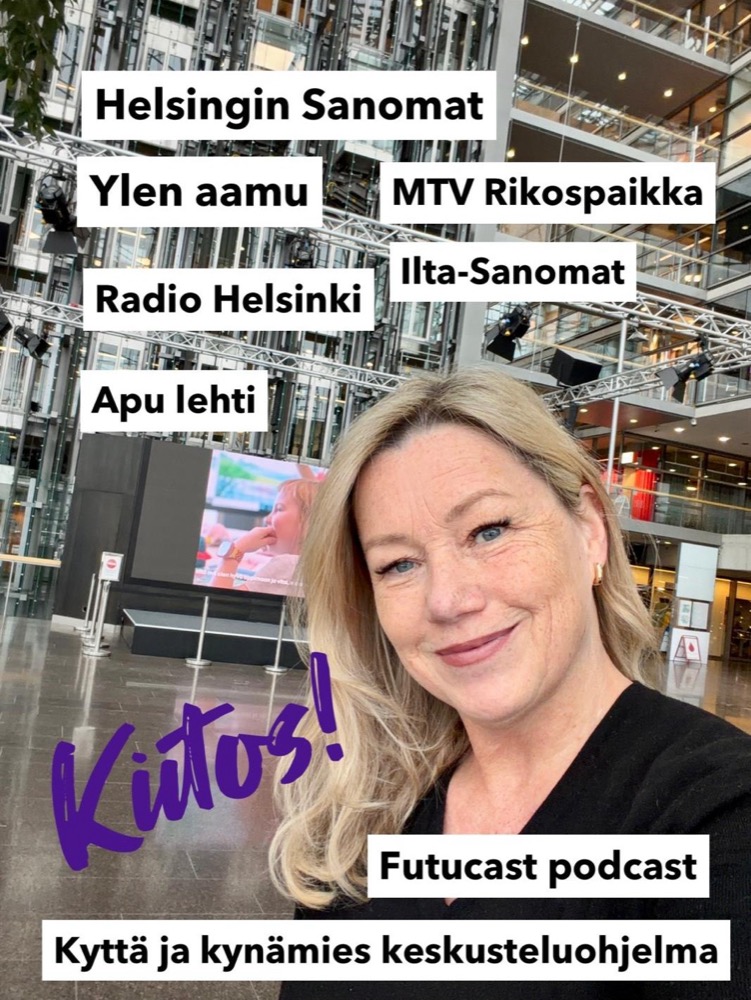 Helinä Häkkänen ja lista medioista, joissa hän on esiintynyt: Helsingin Sanomat, Ylen aamu, MTV Rikospaikka, Ilta-Sanomat, Radio Helsinki, Apu, Futucast ja Kyttä ja kynämies
